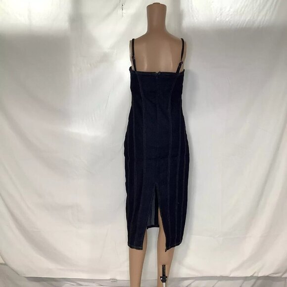 NEW AVEC LES FILLIES Women's Dress Denim Bodycon Midi Size 2 Blue - Picture 2 of 6
